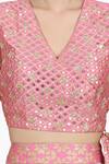 Seema Nanda_Pink Chanderi Silk Printed Phulkari V Neck Kamla Lehenga Set  _at_Aza_Fashions