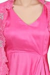 Seema Nanda_Pink Organza, Bemberg Satin, Lining Cotton Mul Gulab Draped With Embroidered _at_Aza_Fashions