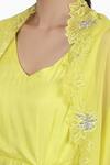 Seema Nanda_Yellow Organza, Chanderi Silk, Lining Cotton Mul Floral, Aruni Draped With _at_Aza_Fashions
