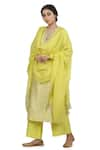 Seema Nanda_Yellow Chanderi Silk Printed Phulkari V Keerat Straight Kurta Set  _Online_at_Aza_Fashions