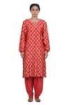 Buy_Seema Nanda_Red Chanderi Silk, Mul And Organza Lining Anahat Kurta Salwar Set_Online_at_Aza_Fashions