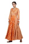 Shop_Seema Nanda_Orange  Lining Print And Falak Anarkali Set  _Online_at_Aza_Fashions