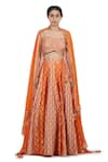 Buy_Seema Nanda_Orange Chanderi Silk Print And Embroidery Phulkari Noor Lehenga Set  _Online_at_Aza_Fashions