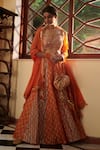 Seema Nanda_Orange Chanderi Silk Print And Embroidery Phulkari Noor Lehenga Set  _at_Aza_Fashions