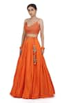 Shop_Seema Nanda_Orange Cotton Mul And Organza Lining Kyra Waistband Lehenga Set  _Online_at_Aza_Fashions