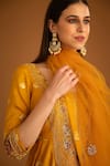 Shop_Shyam Narayan Prasad_Yellow Viscose Silk Brocade Embroidered Work Anarkali Sharara Set  _Online_at_Aza_Fashions