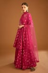 Shyam Narayan Prasad_Fuchsia Viscose Silk Brocade Embroidered Zardozi Round Anarkali Sharara Set _Online_at_Aza_Fashions