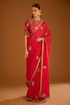 Buy_Shyam Narayan Prasad_Pink Silk Brocade Embroidered Zardozi Round Work Saree With Blouse  _Online_at_Aza_Fashions