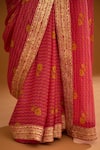 Shyam Narayan Prasad_Pink Modal Satin Floral Print And Gota Work Saree With Blouse_Online_at_Aza_Fashions
