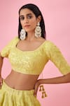 Buy_Shyam Narayan Prasad_Yellow Raw Silk Floral Patchwork Lehenga Set_Online_at_Aza_Fashions