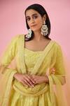Shyam Narayan Prasad_Yellow Raw Silk Floral Patchwork Lehenga Set_at_Aza_Fashions