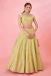 Buy_Shyam Narayan Prasad_Pink Raw Silk Floral Patchwork Lehenga Set_Online_at_Aza_Fashions