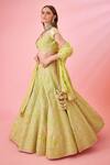 Shop_Shyam Narayan Prasad_Pink Raw Silk Floral Patchwork Lehenga Set_Online_at_Aza_Fashions