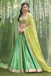 Buy_Shyam Narayan Prasad_Green Brocade Embroidered Zardozi Bridal Lehenga Set With Work Blouse _Online_at_Aza_Fashions