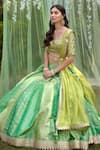 Buy_Shyam Narayan Prasad_Green Brocade Embroidered Zardozi Bridal Lehenga Set With Work Blouse 