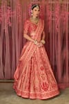 Shyam Narayan Prasad_Pink Silk, Net Tassels, Embroidery, Floral And Thread Work Bridal Lehenga Set _at_Aza_Fashions