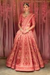 Shop_Shyam Narayan Prasad_Pink Silk, Net Tassels, Embroidery, Floral And Thread Work Bridal Lehenga Set _Online_at_Aza_Fashions
