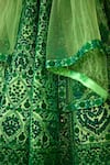 Shop_Shyam Narayan Prasad_Green Brocade Embroidered Applique Scoop Neck And Thread Work Bridal Lehenga Set _Online_at_Aza_Fashions