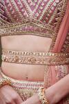 Shyam Narayan Prasad_Pink Raw Silk Embroidered Zari Sweetheart Neck Dori Bridal Lehenga Set _at_Aza_Fashions