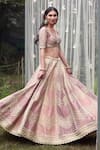 Shop_Shyam Narayan Prasad_Pink Raw Silk Embroidered Zari Sweetheart Neck Dori Bridal Lehenga Set _Online_at_Aza_Fashions