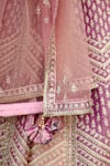 Buy_Shyam Narayan Prasad_Pink Raw Silk Embroidered Zari Sweetheart Neck Dori Bridal Lehenga Set 