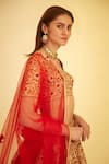 Buy_Shyam Narayan Prasad_Orange Silk Embroidered Gota And Thread Work Sweetheart Neck Bridal Lehenga Set _Online