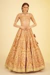 Shyam Narayan Prasad_Orange Silk Embroidered Gota And Thread Work Sweetheart Neck Bridal Lehenga Set _Online_at_Aza_Fashions