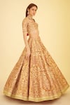 Buy_Shyam Narayan Prasad_Orange Silk Embroidered Gota And Thread Work Sweetheart Neck Bridal Lehenga Set _Online_at_Aza_Fashions