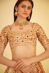 Shop_Shyam Narayan Prasad_Orange Silk Embroidered Gota And Thread Work Sweetheart Neck Bridal Lehenga Set _Online_at_Aza_Fashions