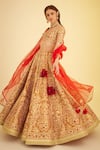 Shyam Narayan Prasad_Orange Silk Embroidered Gota And Thread Work Sweetheart Neck Bridal Lehenga Set _at_Aza_Fashions