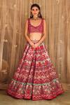 Shyam Narayan Prasad_Blue Brocade Embroidered Applique Plunge V And Thread Work Bridal Lehenga Set _Online_at_Aza_Fashions
