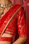 Buy_Shyam Narayan Prasad_Red Brocade, Net Tassels, Embroidery, Applique And Thread Work Bridal Lehenga Set _Online_at_Aza_Fashions