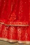 Shop_Shyam Narayan Prasad_Red Brocade, Net Tassels, Embroidery, Applique And Thread Work Bridal Lehenga Set _Online_at_Aza_Fashions