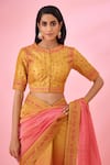 Shyam Narayan Prasad_Yellow Silk Dupion Embroidered Sequins Chanderi Saree With Blouse  _at_Aza_Fashions