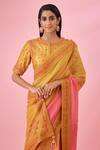 Buy_Shyam Narayan Prasad_Yellow Silk Dupion Chanderi Embroidered Saree With Blouse_Online_at_Aza_Fashions