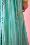 Buy_Shyam Narayan Prasad_Blue Modal Satin Floral Patchwork Embroidered Anarkali Set_Online_at_Aza_Fashions