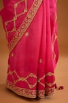 Shyam Narayan Prasad_Pink Dupion Silk Zardozi Work Saree With Blouse_Online_at_Aza_Fashions