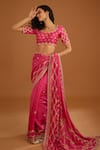 Buy_Shyam Narayan Prasad_Pink Dupion Silk Embroidered Zardozi Round Work Saree With Blouse _Online_at_Aza_Fashions