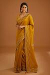 Shyam Narayan Prasad_Yellow Dupion Silk Zardozi Work Saree With Chanderi Blouse_Online_at_Aza_Fashions