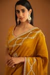 Buy_Shyam Narayan Prasad_Yellow Dupion Silk Embroidered Zardozi Work Saree With Chanderi Blouse  _Online_at_Aza_Fashions