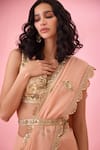 Shyam Narayan Prasad_Pink Brocade Embroidery Zardozi Sweetheart Sequin Saree With Blouse  _Online_at_Aza_Fashions