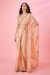 Shyam Narayan Prasad_Pink Brocade Embroidery Zardozi Sweetheart Sequin Saree With Blouse  _at_Aza_Fashions