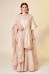 Shyam Narayan Prasad_White Chanderi Silk Embroidery Gota Open Angrakha Set _at_Aza_Fashions
