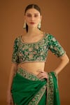 Shyam Narayan Prasad_Green Silk Embroidered Zardozi Floral Work Saree With Brocade Blouse  _at_Aza_Fashions