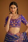 Shyam Narayan Prasad_Blue Silk Brocade Chanderi Gold Jacquard Saree With Blouse_at_Aza_Fashions