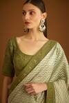 Shop_Shyam Narayan Prasad_Green Chanderi Jacquard Saree With Embroidered Blouse_Online_at_Aza_Fashions