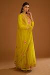 Shyam Narayan Prasad_Green Modal Satin Floral Gota Work Anarkali Set_Online_at_Aza_Fashions