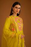 Buy_Shyam Narayan Prasad_Green Modal Satin Floral Gota Work Anarkali Set_Online_at_Aza_Fashions