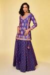 Shyam Narayan Prasad_Purple Chanderi Silk Embroidered Gota V Neck Kurta Skirt Set  _Online_at_Aza_Fashions