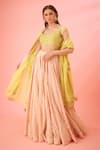 Buy_Shyam Narayan Prasad_Green Modal Satin Chanderi Jacquard Lehenga Set_Online_at_Aza_Fashions